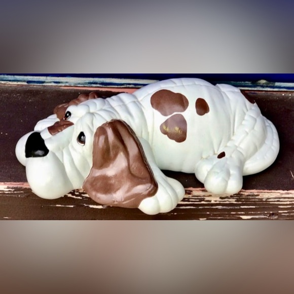 Vintage 1986 Antique KIMPLE MOLD CORP. Brown Grey Spotted Lounging Dog - Picture 8 of 10